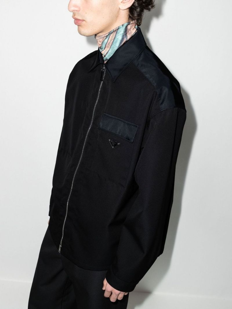 Logo Zip-up Wool Shirt Jacket