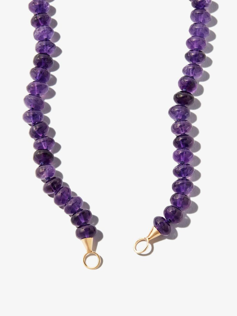 14k Yellow Gold Strand 24 Inch Amethyst Necklace