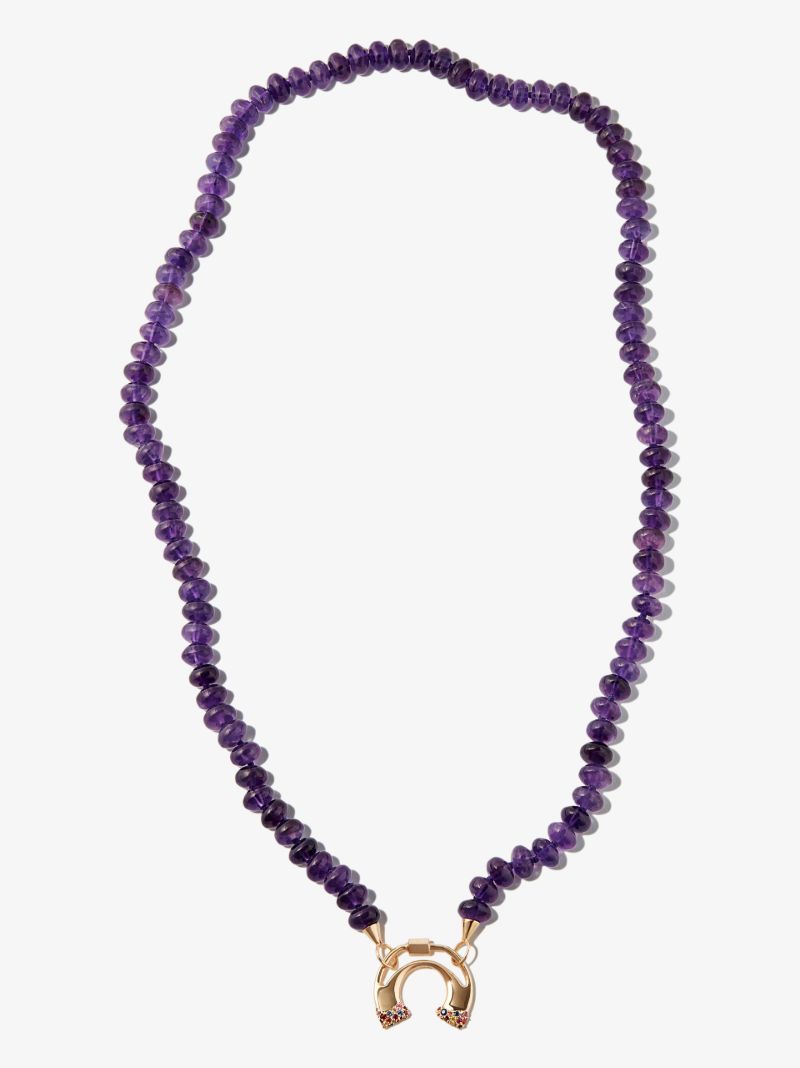 14k Yellow Gold Strand 24 Inch Amethyst Necklace