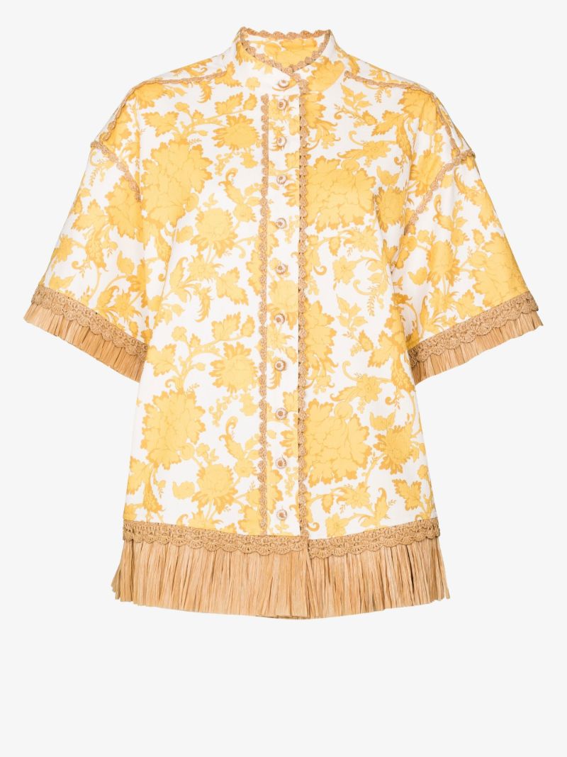 Postcard Floral Print Cotton Shirt