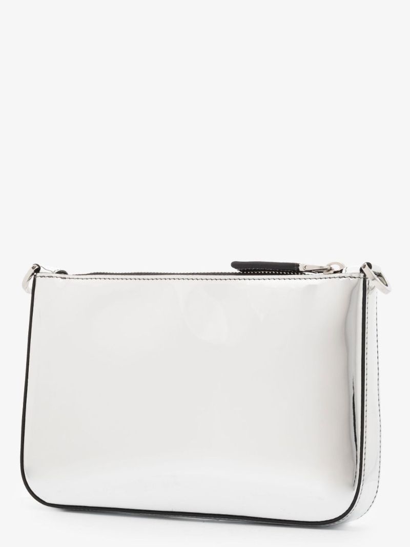 Silver Patent Leather Cross Body Bag