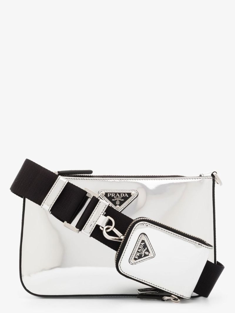 Silver Patent Leather Cross Body Bag
