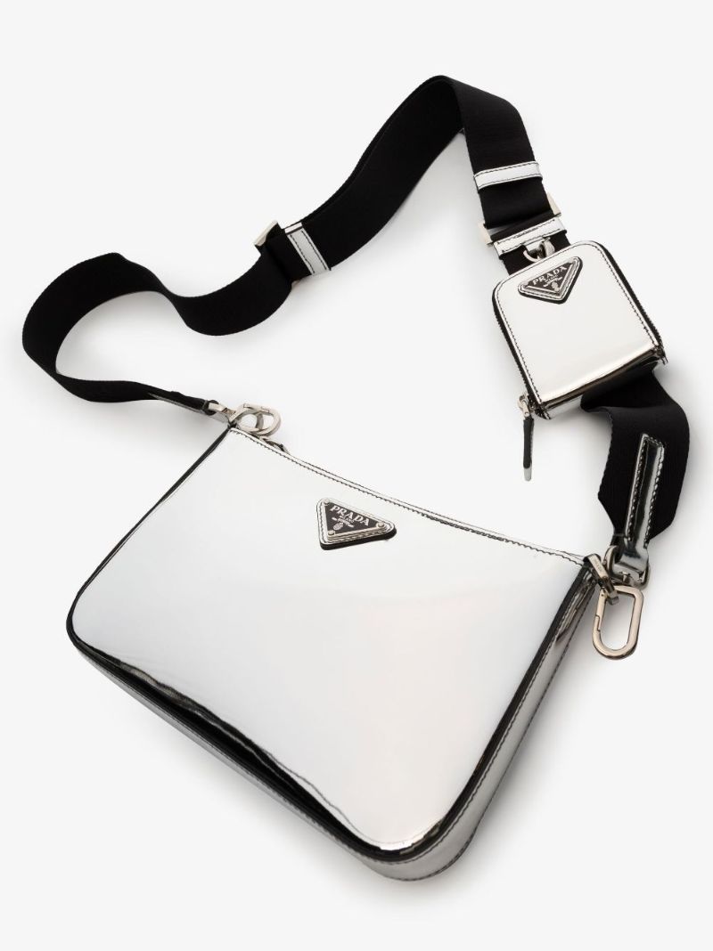 Silver Patent Leather Cross Body Bag
