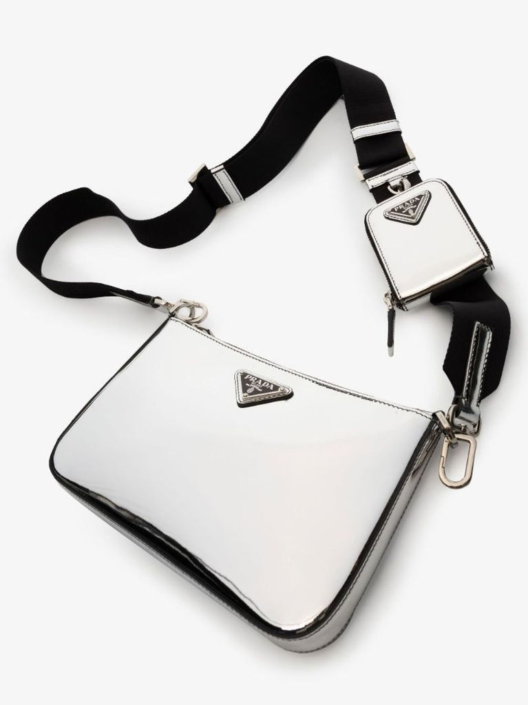 Silver Patent Leather Cross Body Bag