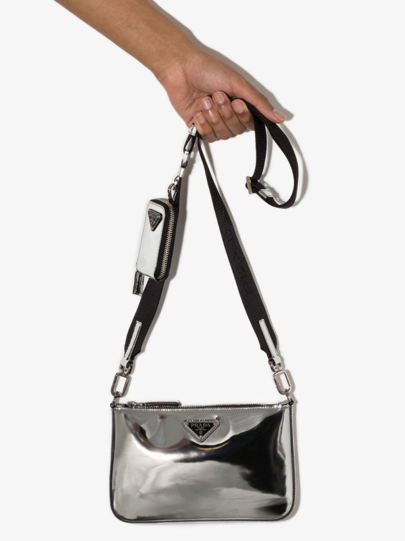 Silver Patent Leather Cross Body Bag