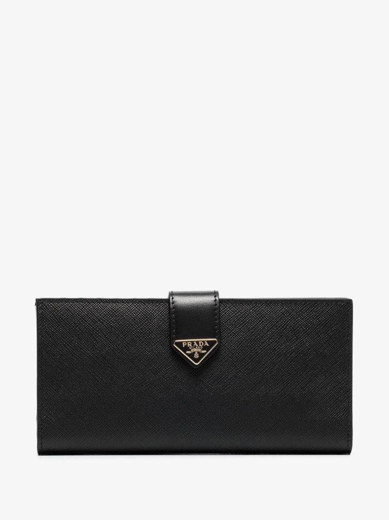 Black Logo Plaque Leather Wallet