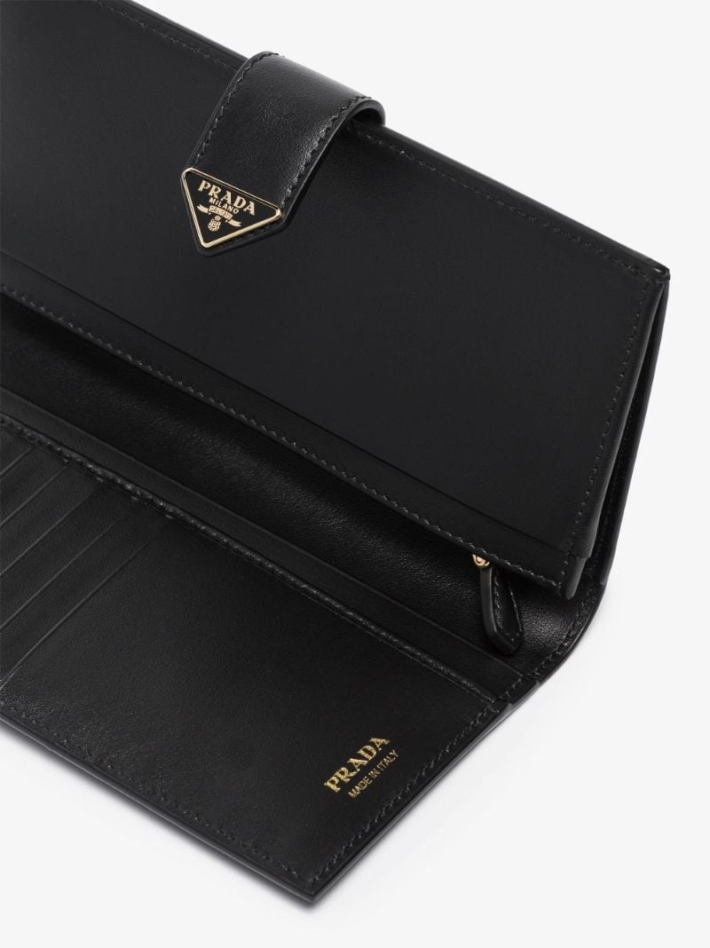 Black Logo Plaque Leather Wallet