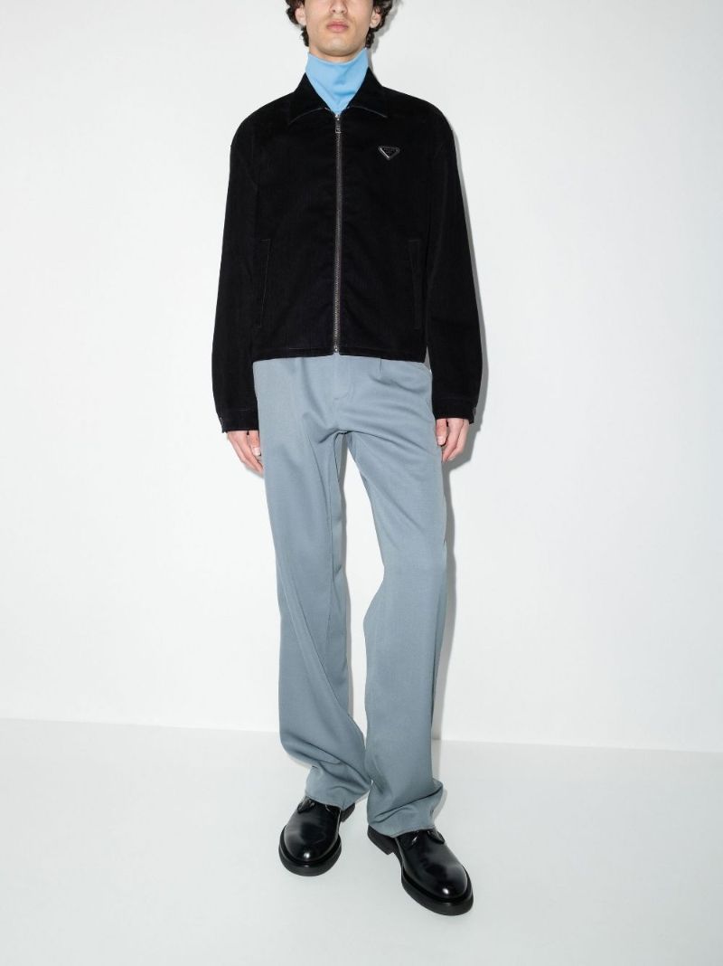 Zip-up Logo Plaque Velvet Jacket