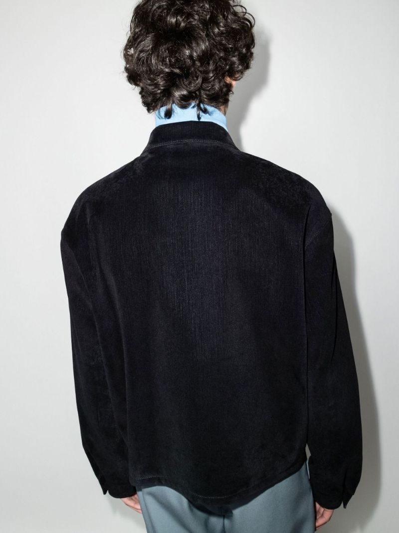 Zip-up Logo Plaque Velvet Jacket