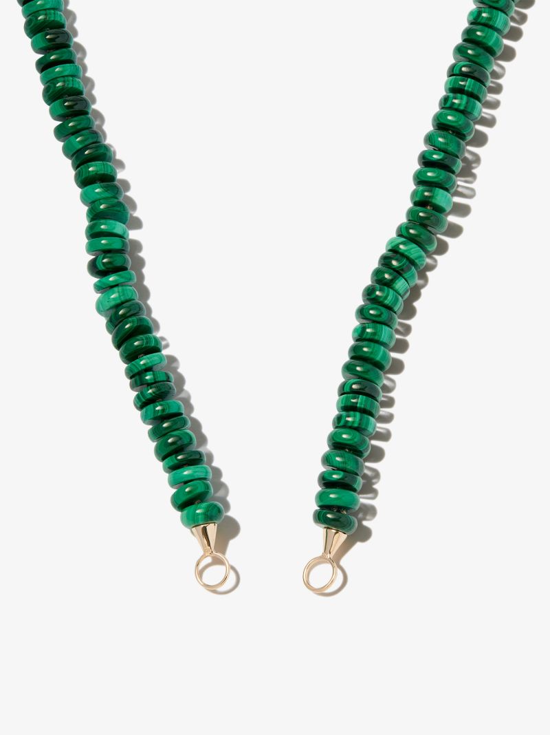 14k Yellow Gold Malachite Strand 16 Inch Necklace