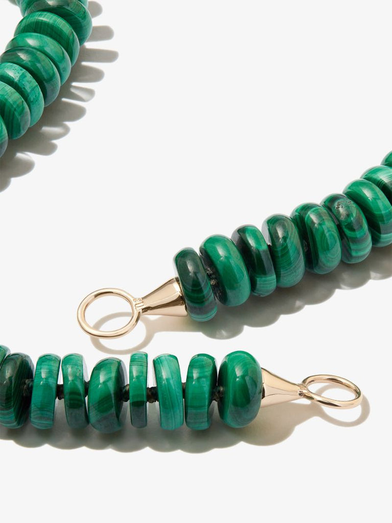 14k Yellow Gold Malachite Strand 16 Inch Necklace