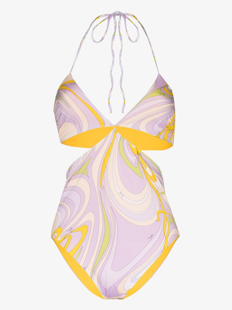 Onde Print Cutout Swimsuit