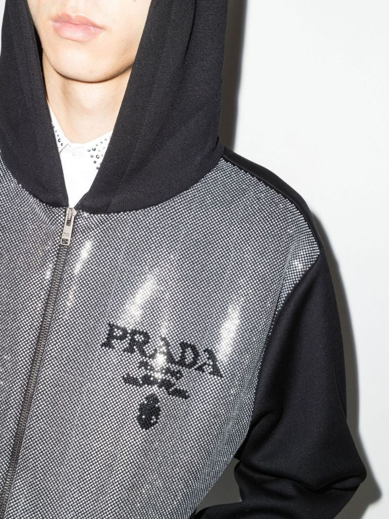 Studded Logo Cotton Hoodie