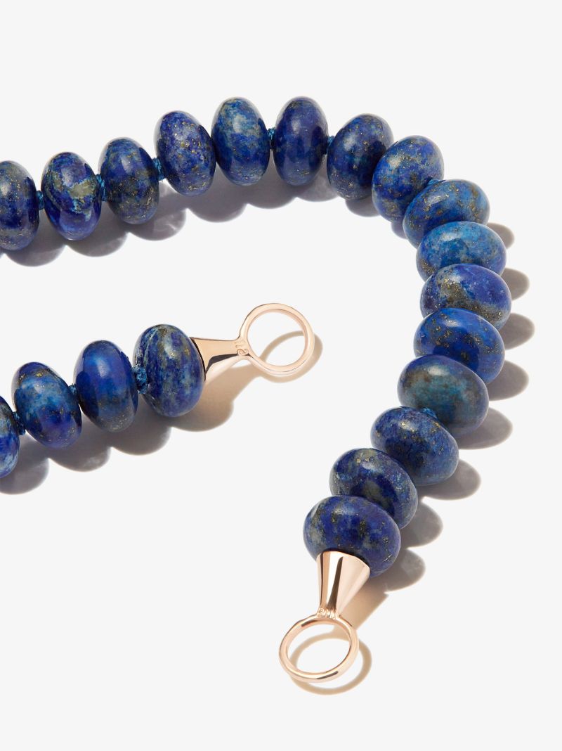 14k Yellow Gold Lapis Rondelle Strand Chain