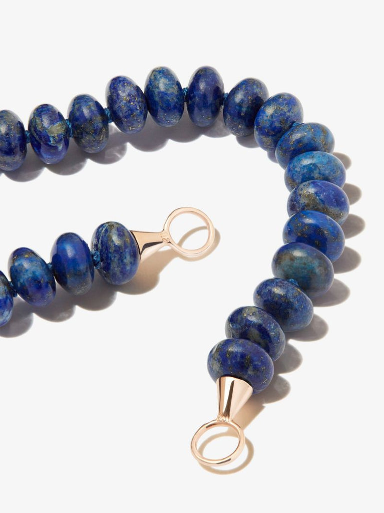 14k Yellow Gold Lapis Rondelle Strand Chain