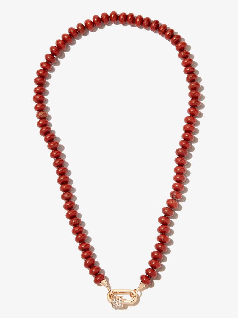 14k Yellow Gold Jasper Strand 18 Inch Necklace
