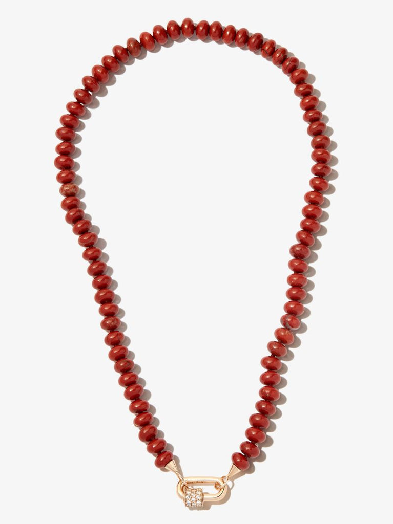 14k Yellow Gold Jasper Strand 18 Inch Necklace