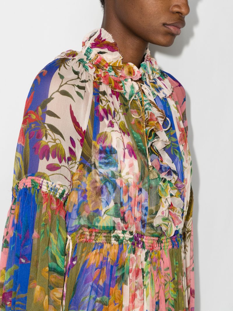 Tropical Lantern Silk Maxi Dress