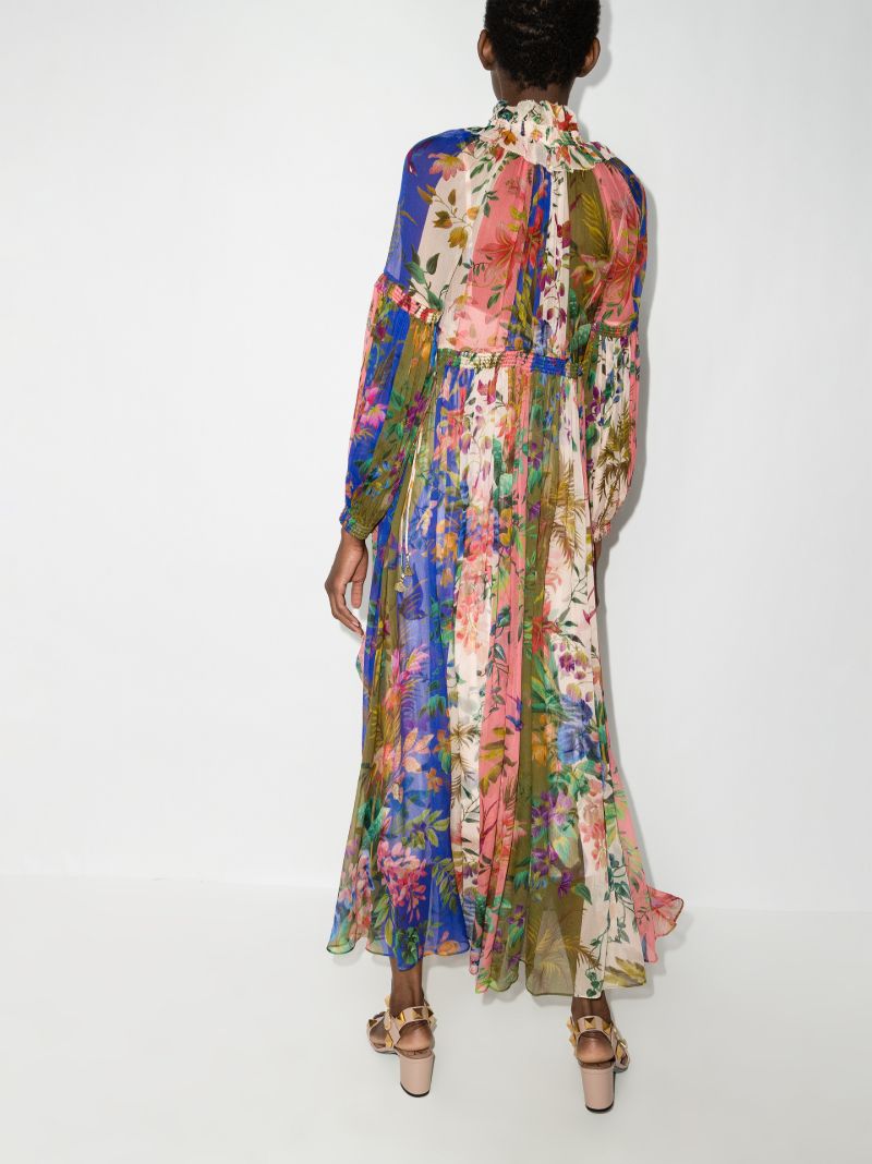 Tropical Lantern Silk Maxi Dress