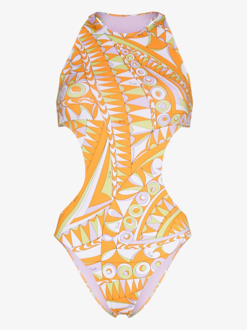 Bandierine Print Racerback Swimsuit