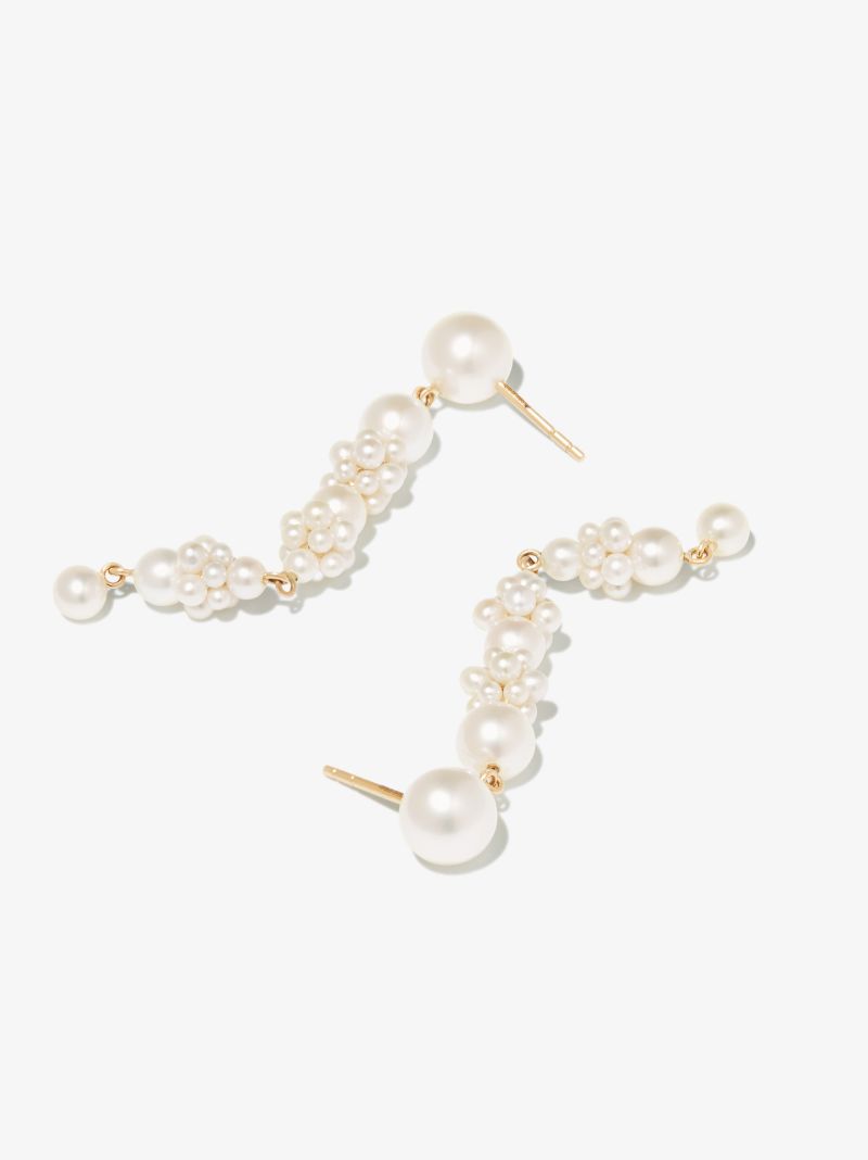14k Yellow Gold Tulip Perle Pearl Earrings