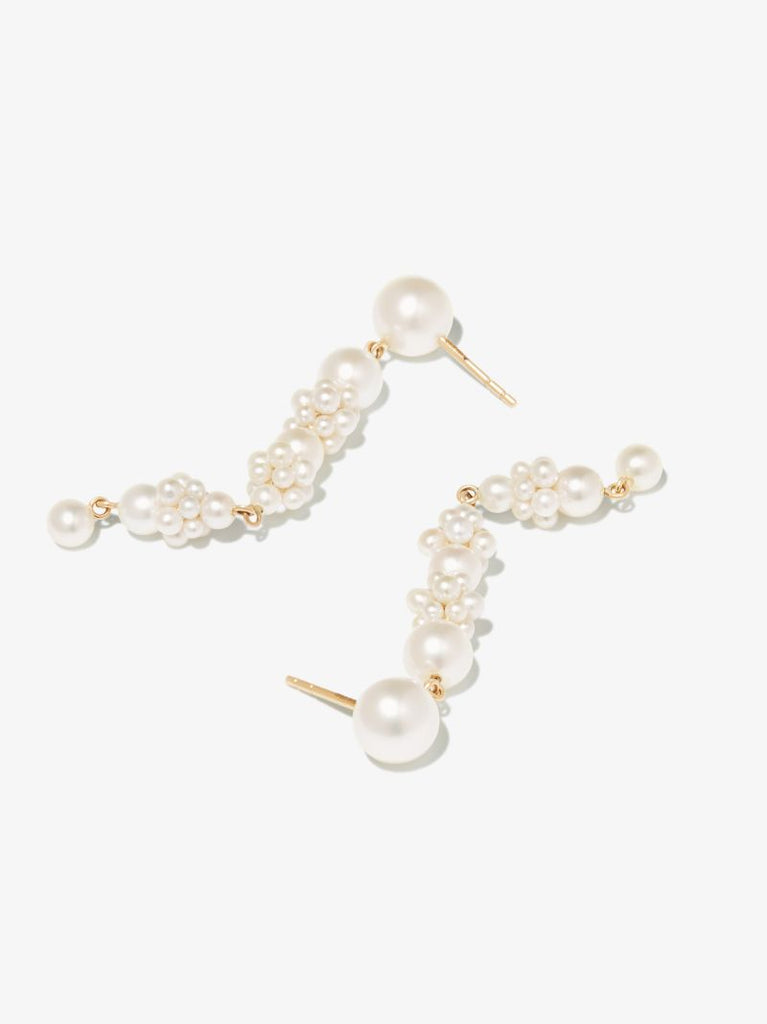 14k Yellow Gold Tulip Perle Pearl Earrings