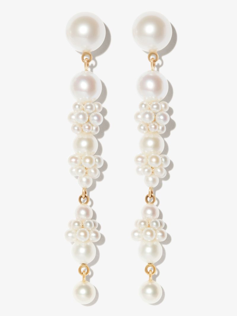 14k Yellow Gold Tulip Perle Pearl Earrings