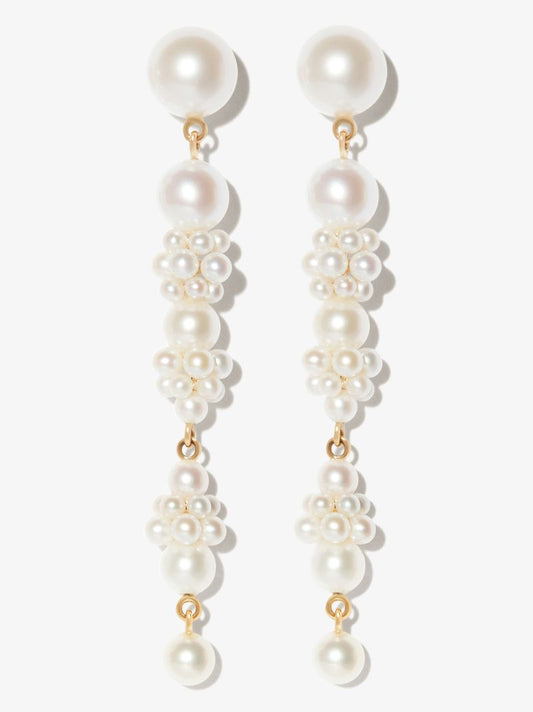 14k Yellow Gold Tulip Perle Pearl Earrings
