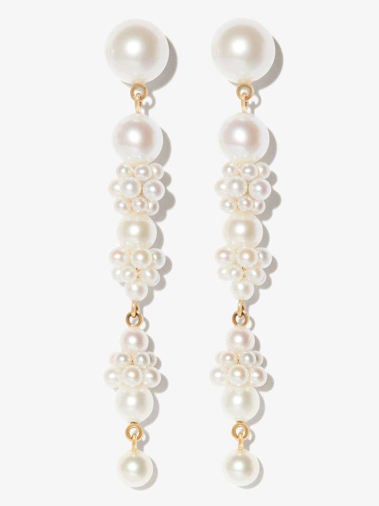 14k Yellow Gold Tulip Perle Pearl Earrings