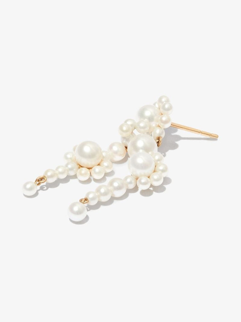 14k Yellow Gold Fontaine De Marguerites Pearl Drop Earring