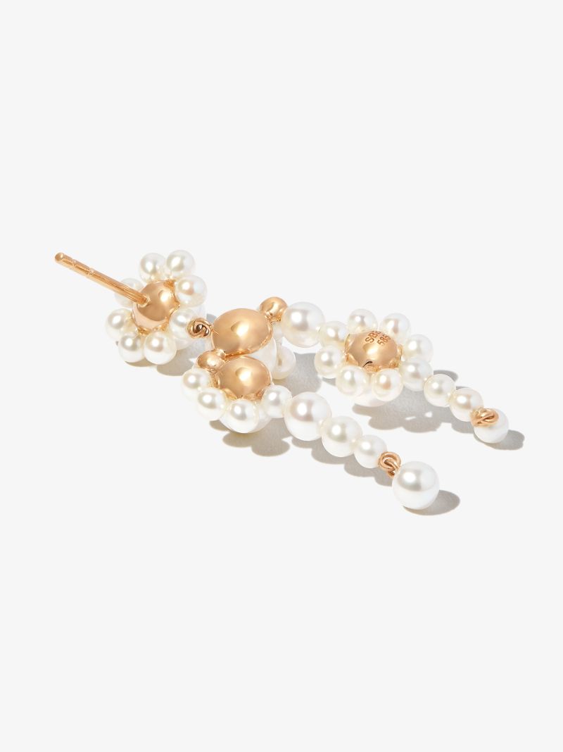 14k Yellow Gold Fontaine De Marguerites Pearl Drop Earring