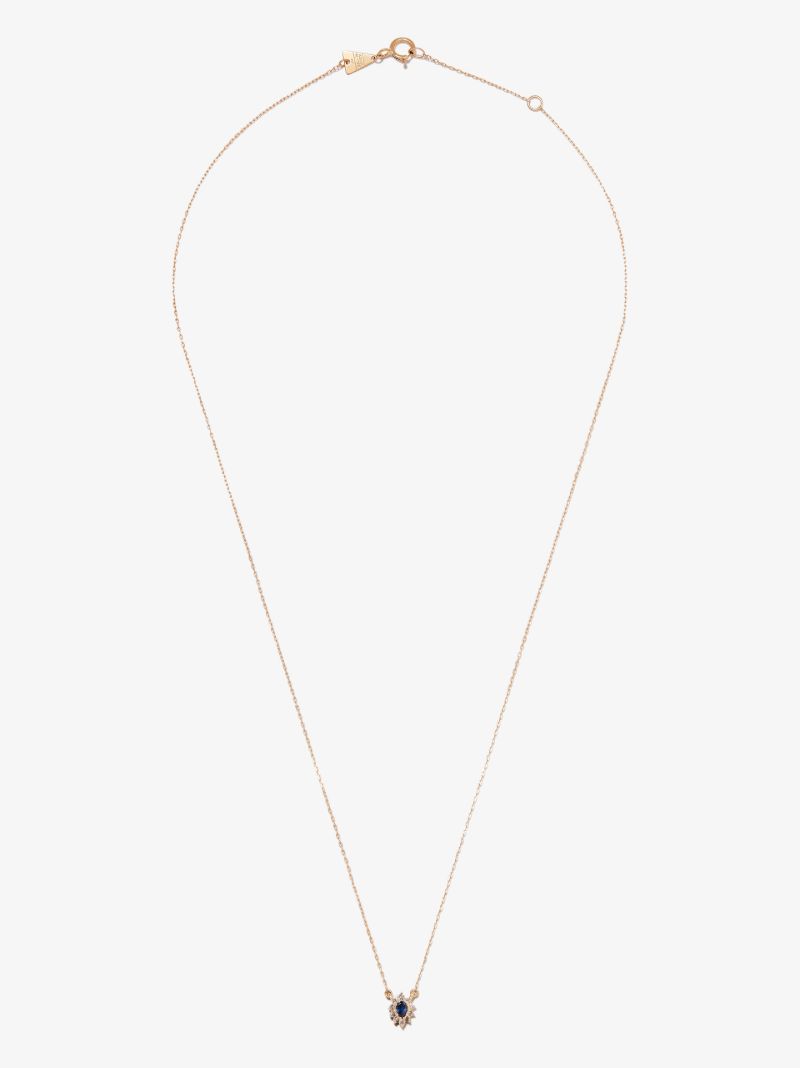 14k Yellow Gold Diana Sapphire Diamond Necklace