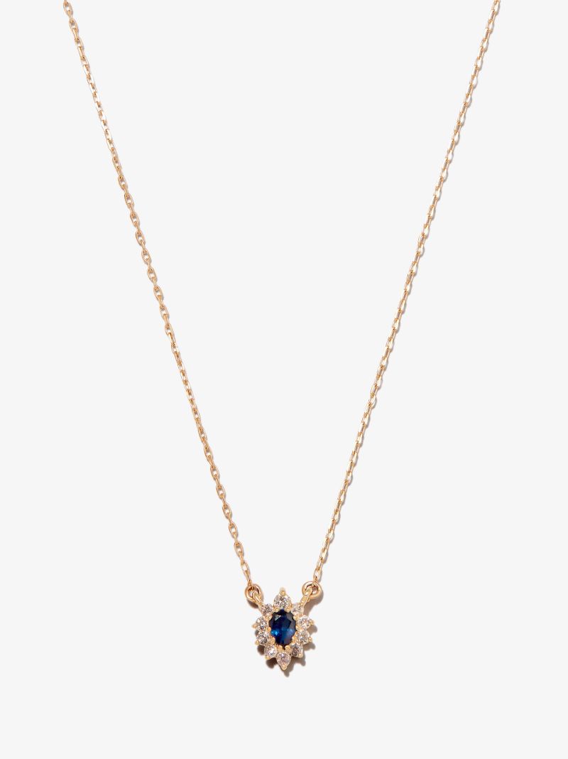 14k Yellow Gold Diana Sapphire Diamond Necklace