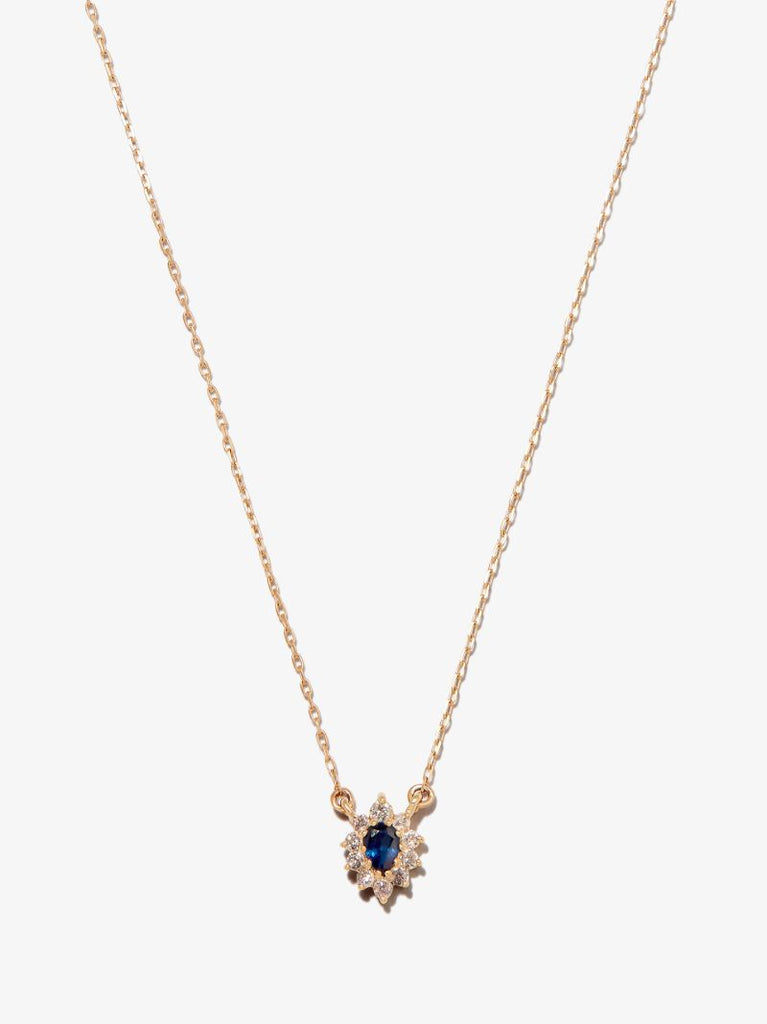 14k Yellow Gold Diana Sapphire Diamond Necklace