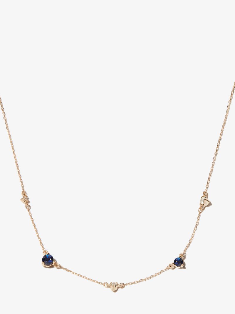 14k Yellow Gold Diana Amigos Station Sapphire and Diamond Necklace
