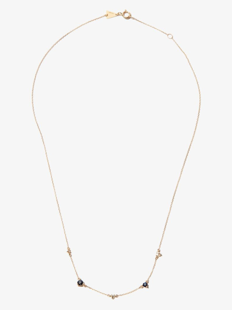 14k Yellow Gold Diana Amigos Station Sapphire and Diamond Necklace