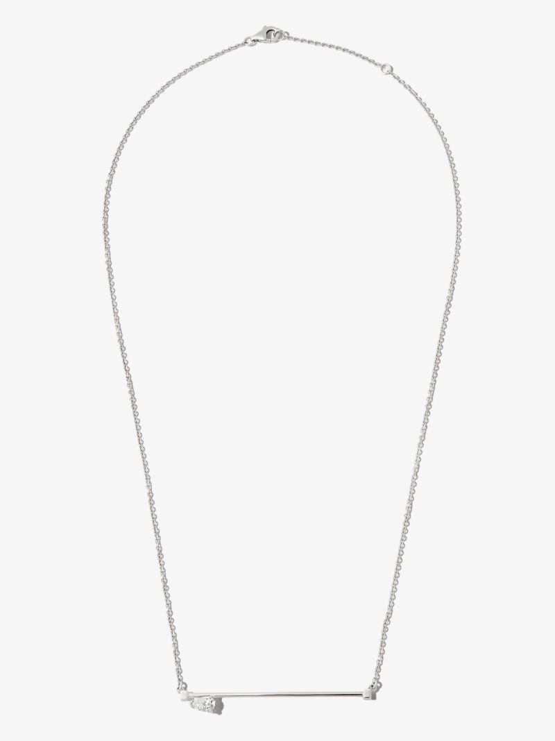 18k White Gold Serti Sur Vide Diamond Pendant Necklace