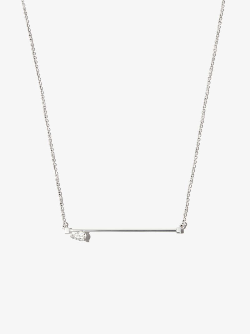 18k White Gold Serti Sur Vide Diamond Pendant Necklace