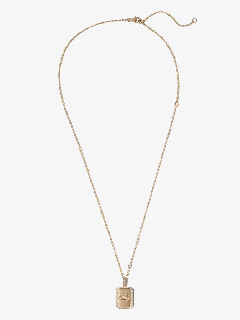 18k Yellow Gold Cancer Pendant Diamond Necklace