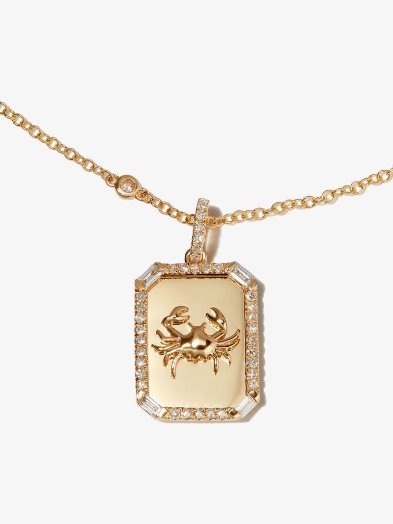 18k Yellow Gold Cancer Pendant Diamond Necklace