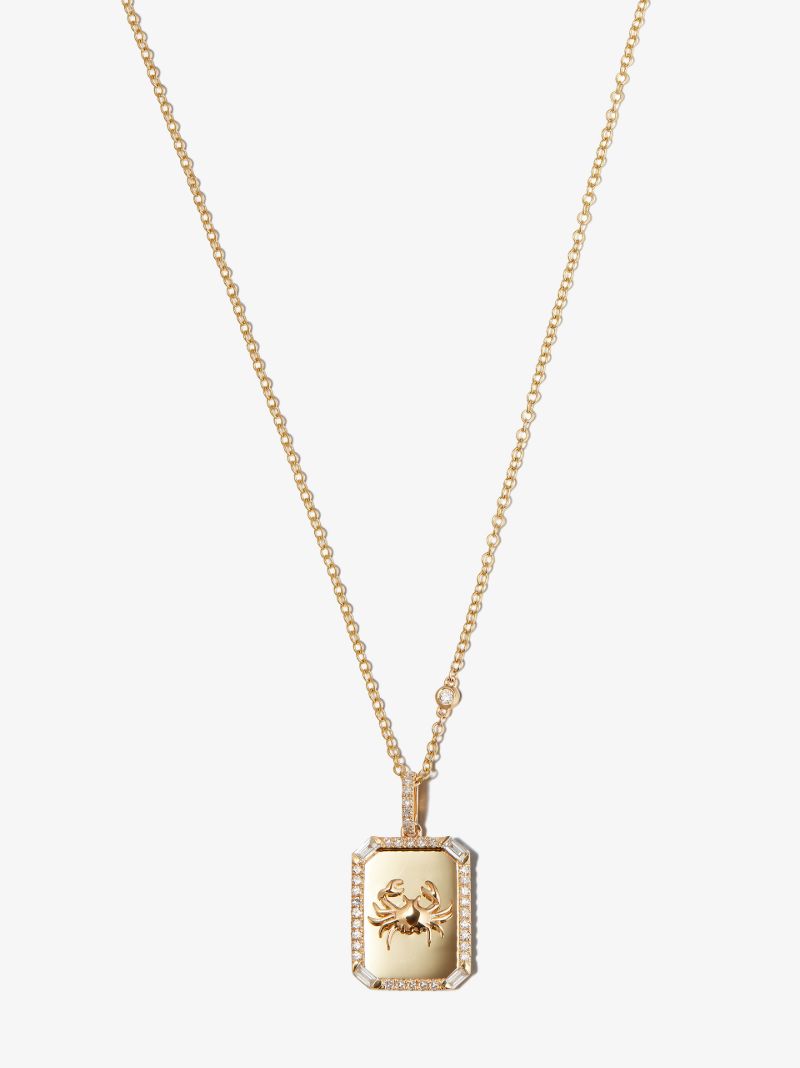 18k Yellow Gold Cancer Pendant Diamond Necklace