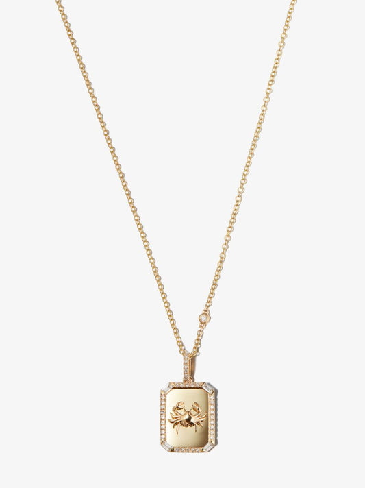 18k Yellow Gold Cancer Pendant Diamond Necklace