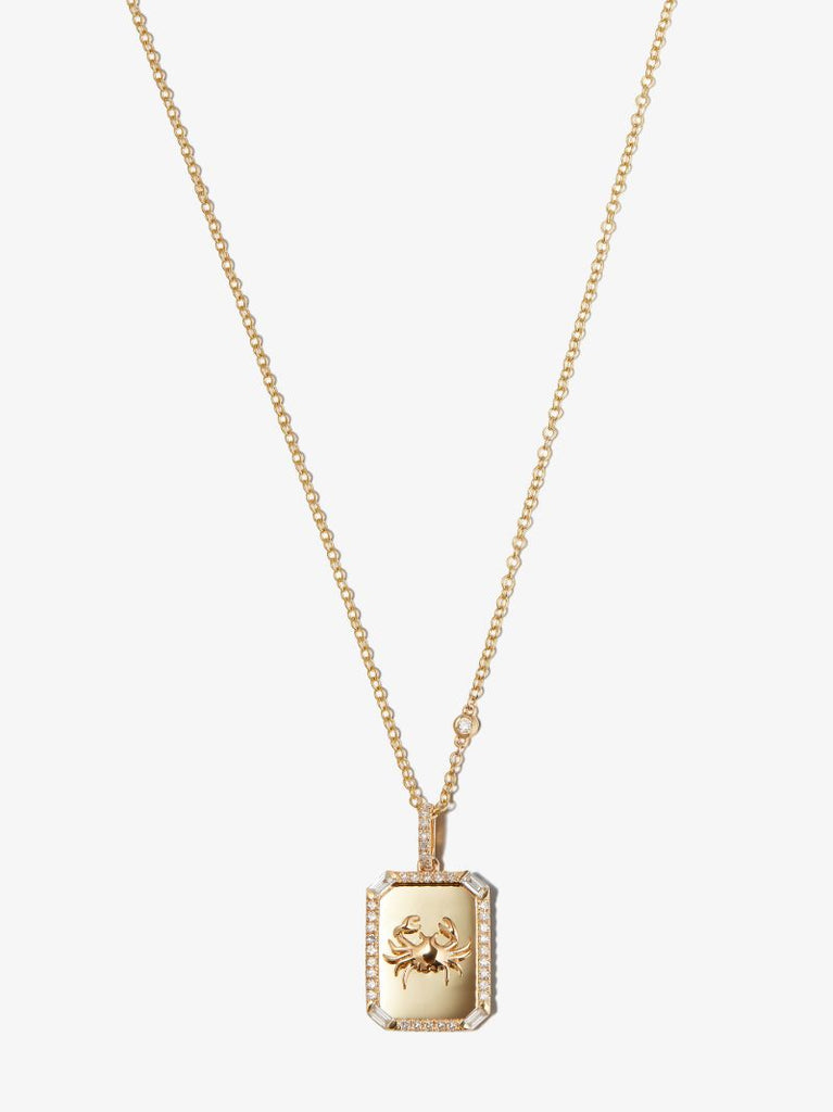 18k Yellow Gold Cancer Pendant Diamond Necklace