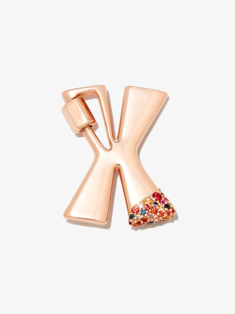 14k Rose Gold Small Sapphire Dipped X Lock Charm