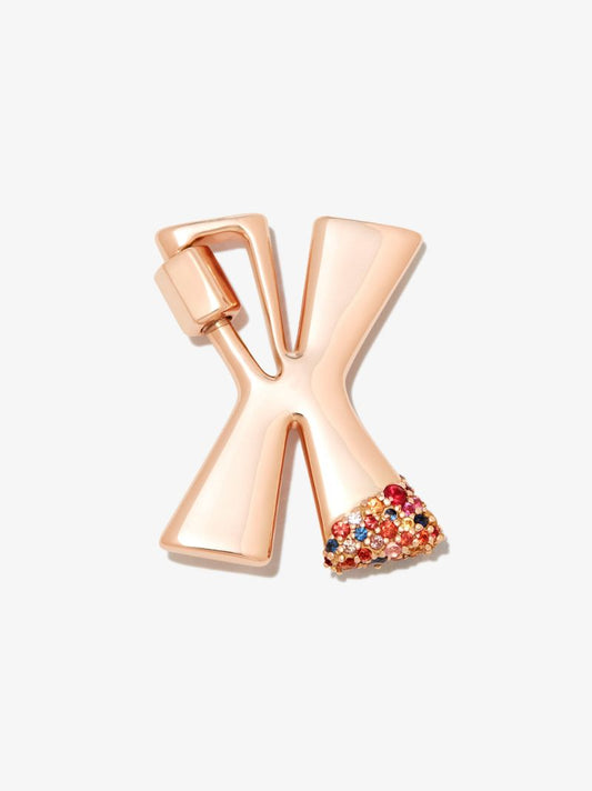 14k Rose Gold Small Sapphire Dipped X Lock Charm