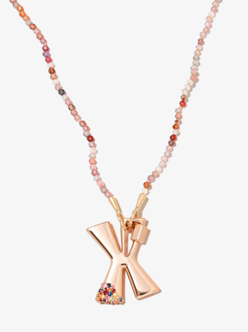 14k Rose Gold Small Sapphire Dipped X Lock Charm