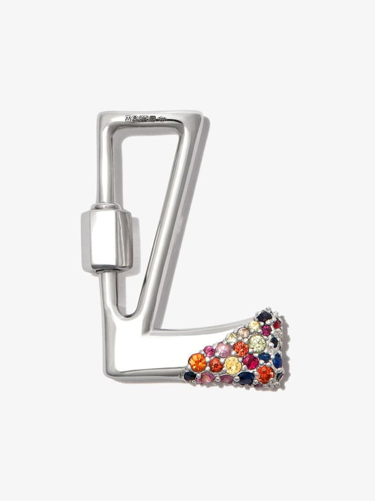 14k White Gold Small Sapphire Dipped L Lock Charm