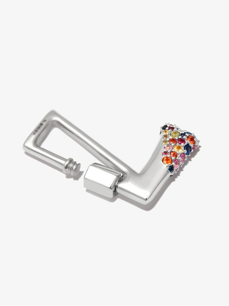 14k White Gold Small Sapphire Dipped L Lock Charm