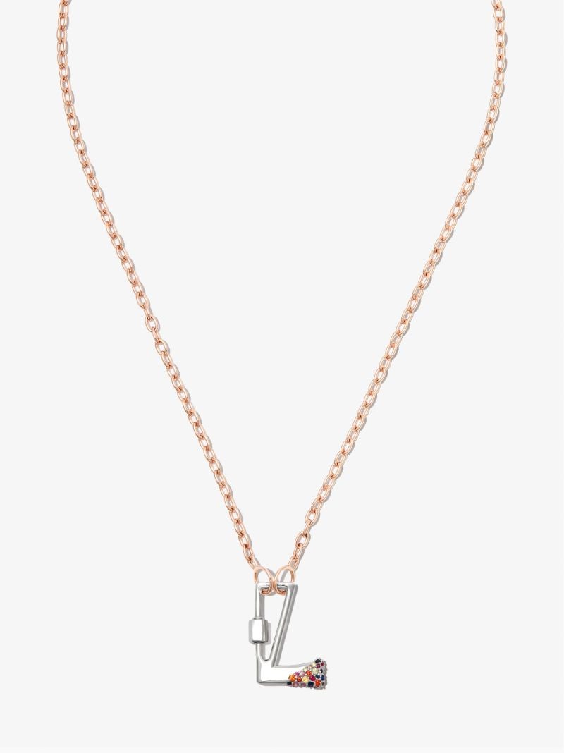 14k White Gold Small Sapphire Dipped L Lock Charm