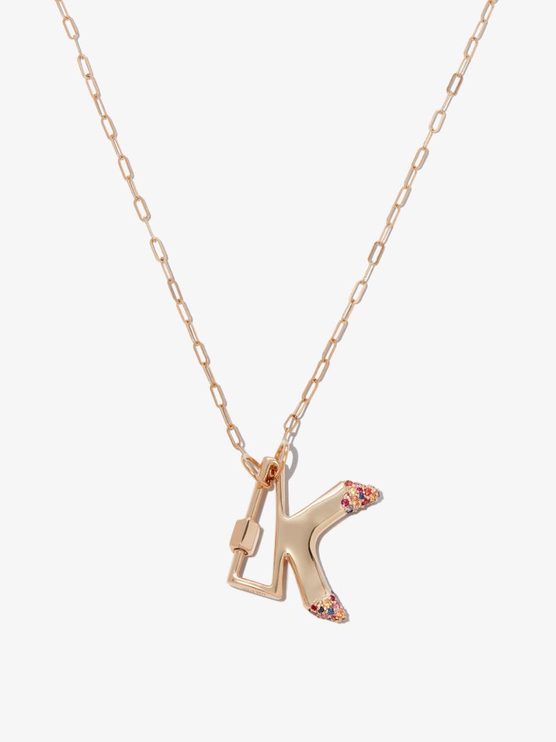 14k Yellow Gold Small Sapphire Dipped K Lock Charm